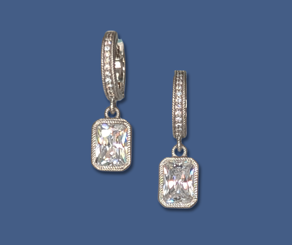 Sterling Silver Judith Ripka Earrings with Cubic Zirconia