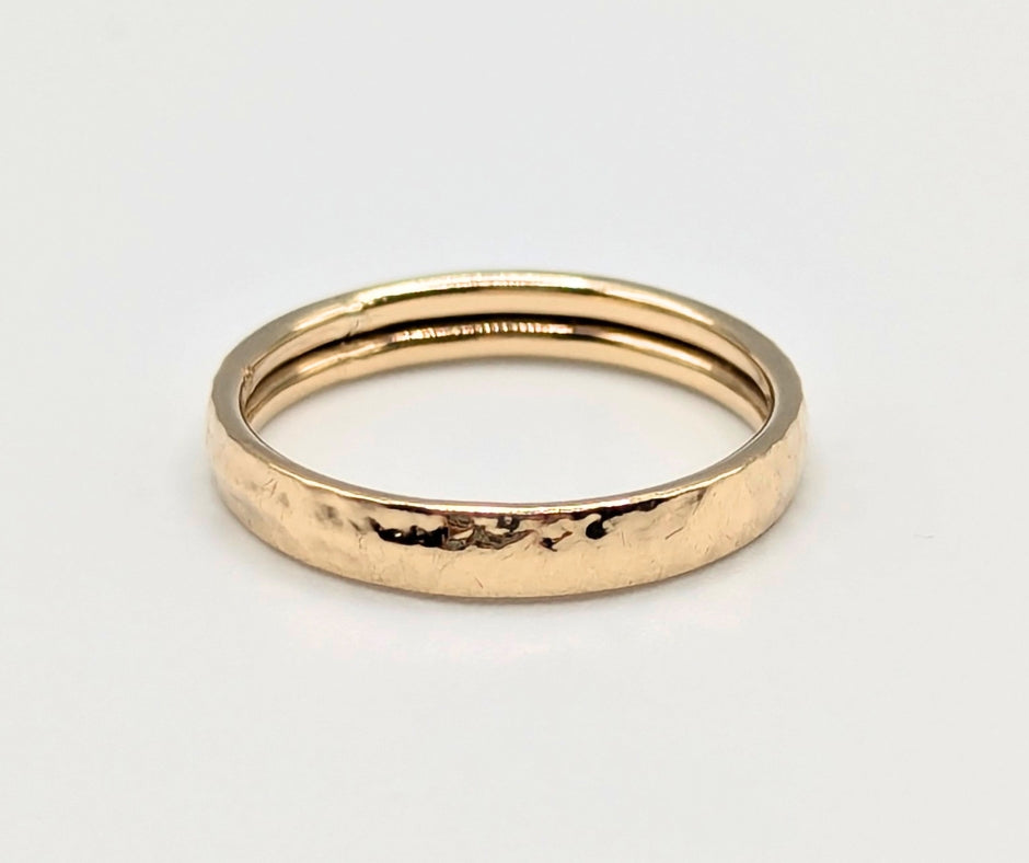 14K Yellow Gold 3 mm Hammered Band Size 7