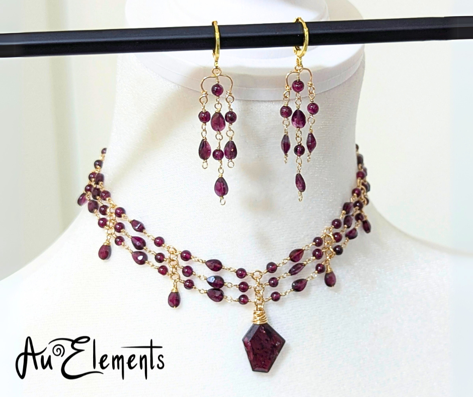 Drops of Crimson Earring and Choker Set