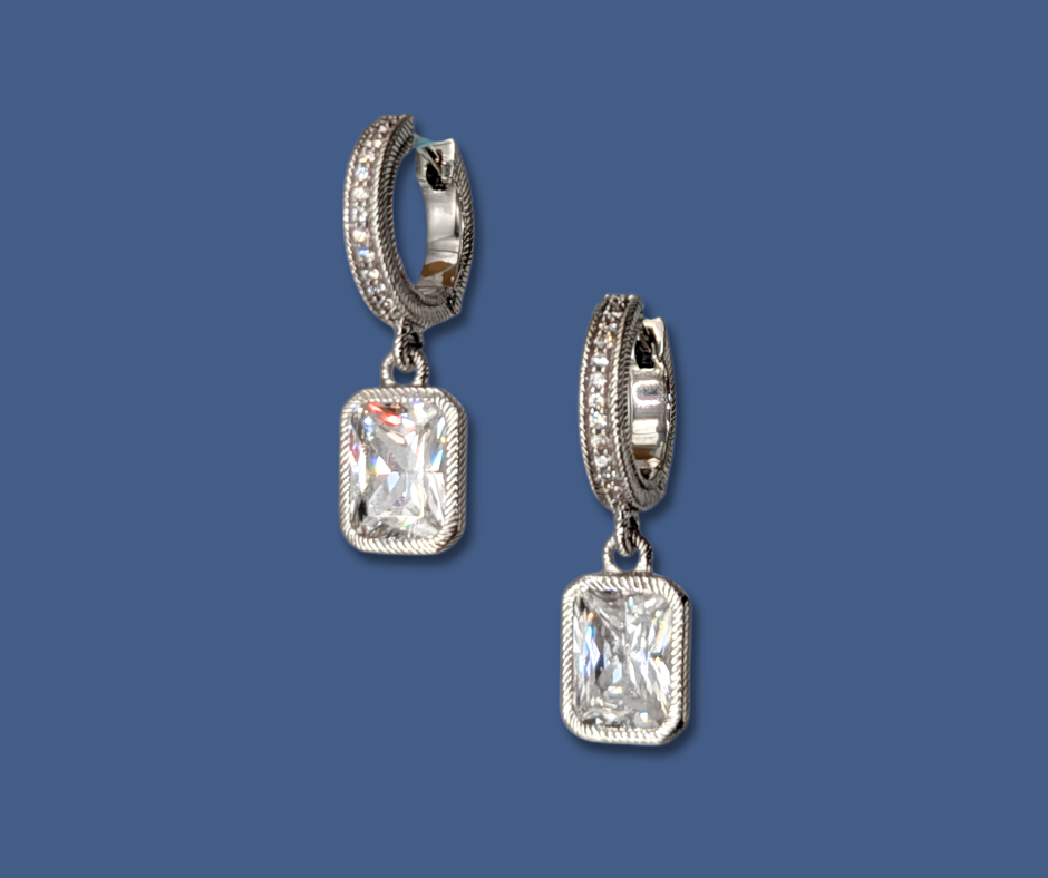 Sterling Silver Judith Ripka Earrings with Cubic Zirconia