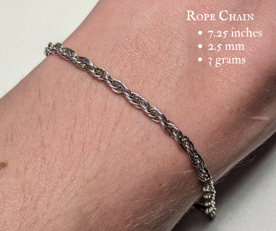 Silver Rope Chain Bracelet