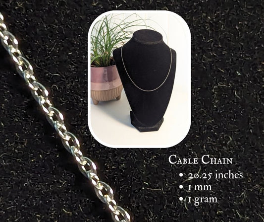 20.25" Silver Cable Chain Necklace