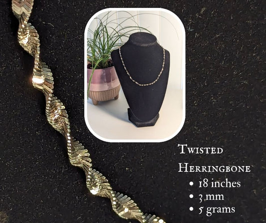 Silver Twisted Herringbone Chain Necklace