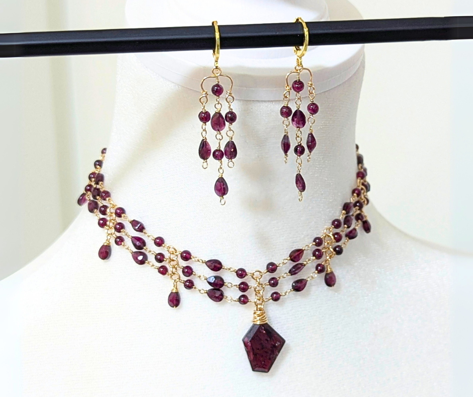 Drops of Crimson Earring and Choker Set