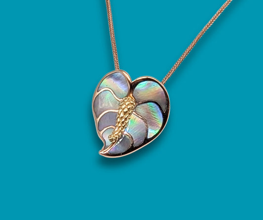14K Rose Gold Na Hoku Mother of Pearl Laceleaf Necklace 18.5"
