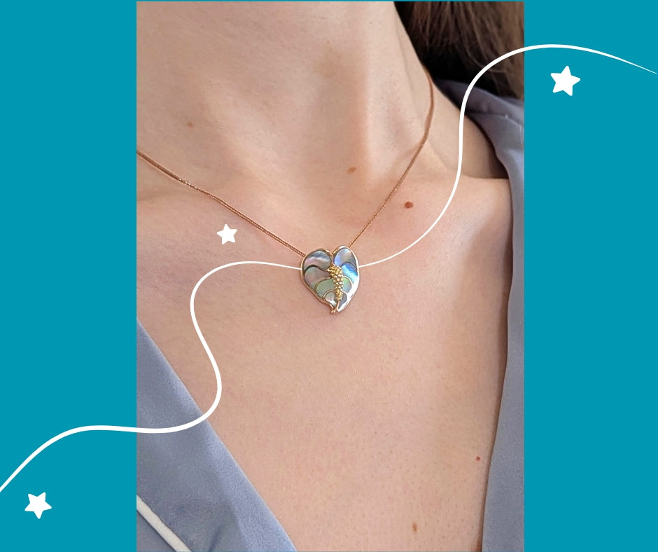14K Rose Gold Na Hoku Mother of Pearl Laceleaf Necklace 18.5"