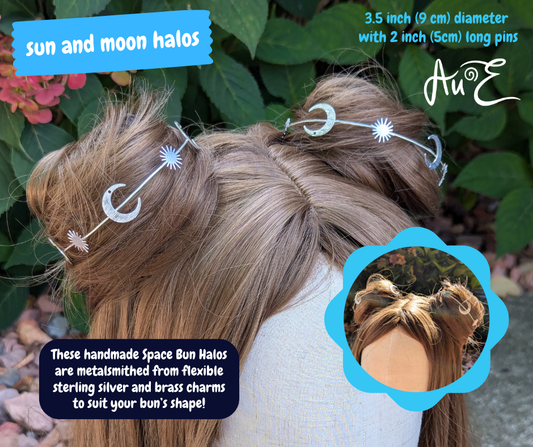 Silver Sun and Moon Space Bun Halos