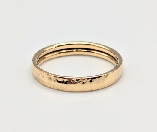 14K Yellow Gold 3 mm Hammered Band Size 7