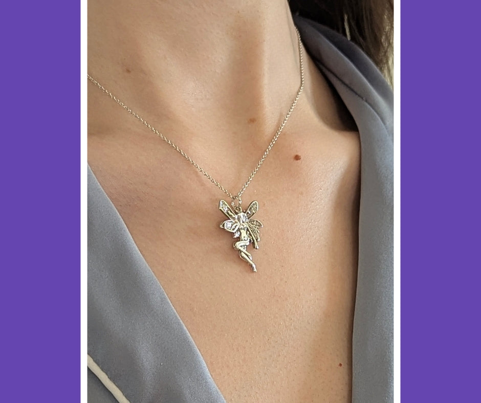925 Sterling Silver Fairy Necklace 16.5"