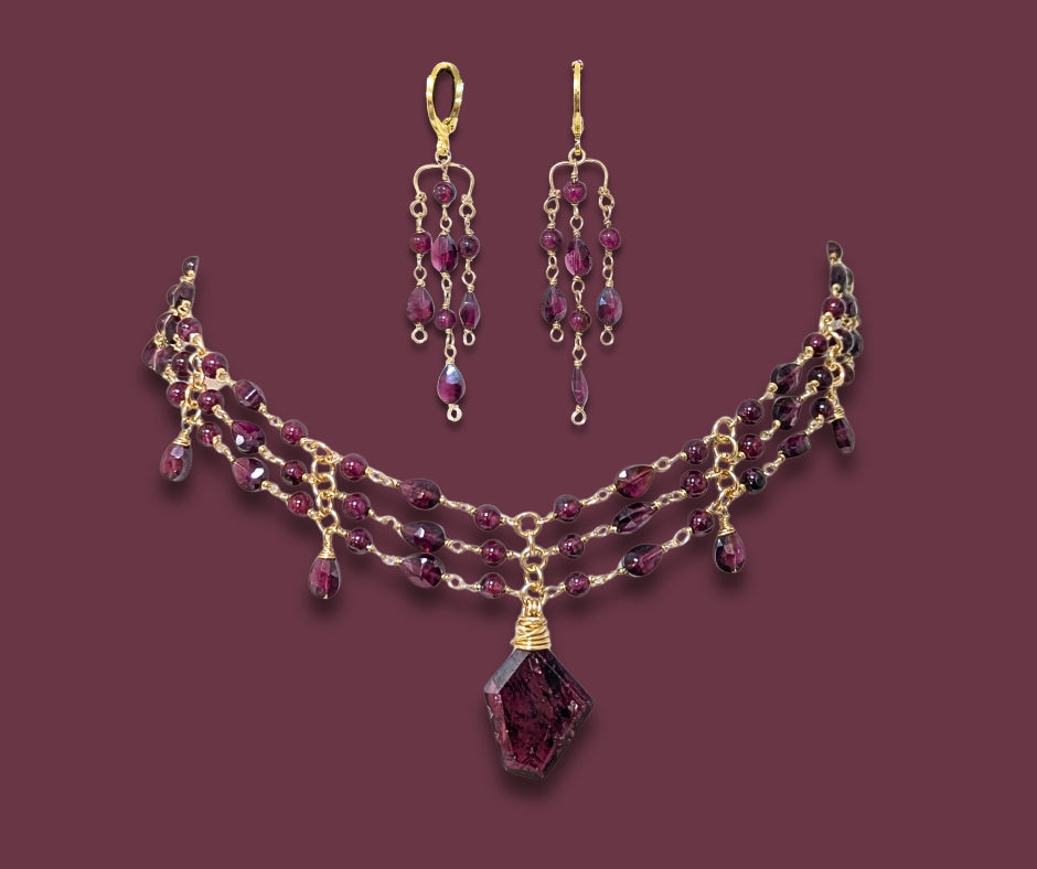 Drops of Crimson Earring and Choker Set