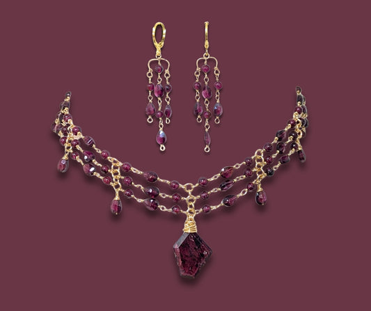 Drops of Crimson Earring and Choker Set